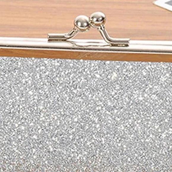 Silver Sequins Clutch Purse Evening Party Wedding Handbag Shoulder Bag - Picture 4 of 4
